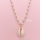 Cowrie Shell Vertical Beaded Chain Necklace