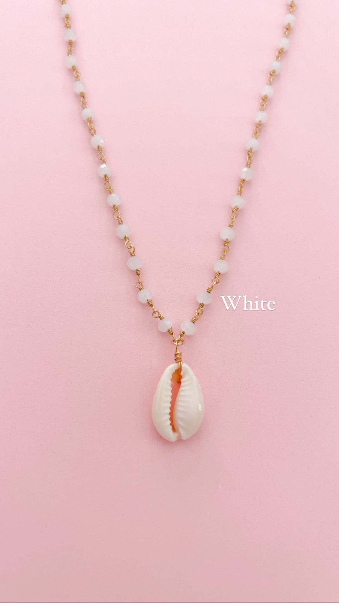 Cowrie Shell Vertical Beaded Chain Necklace