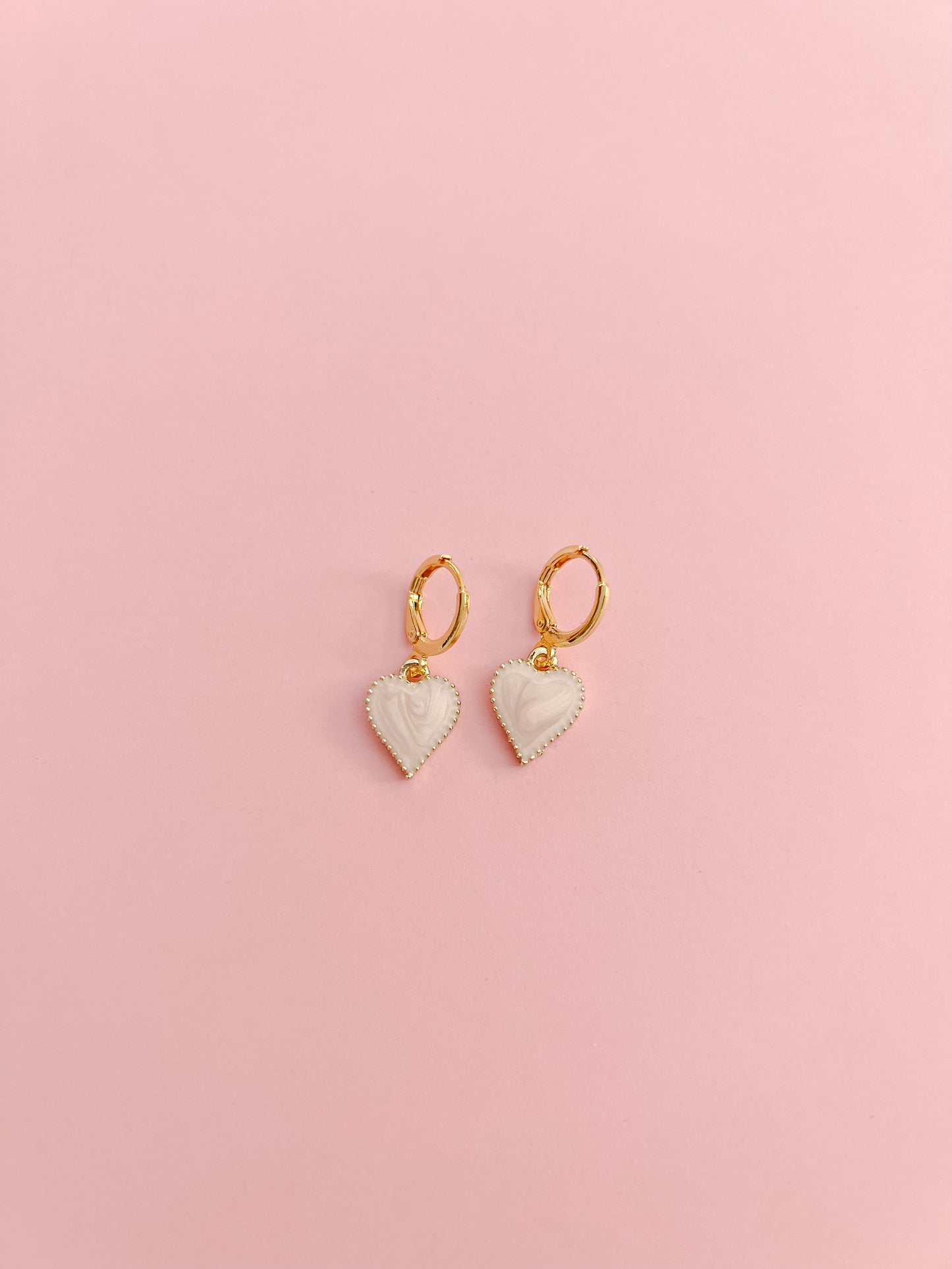 Cream Heart Earrings