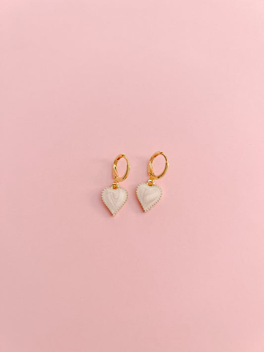 Cream Heart Earrings