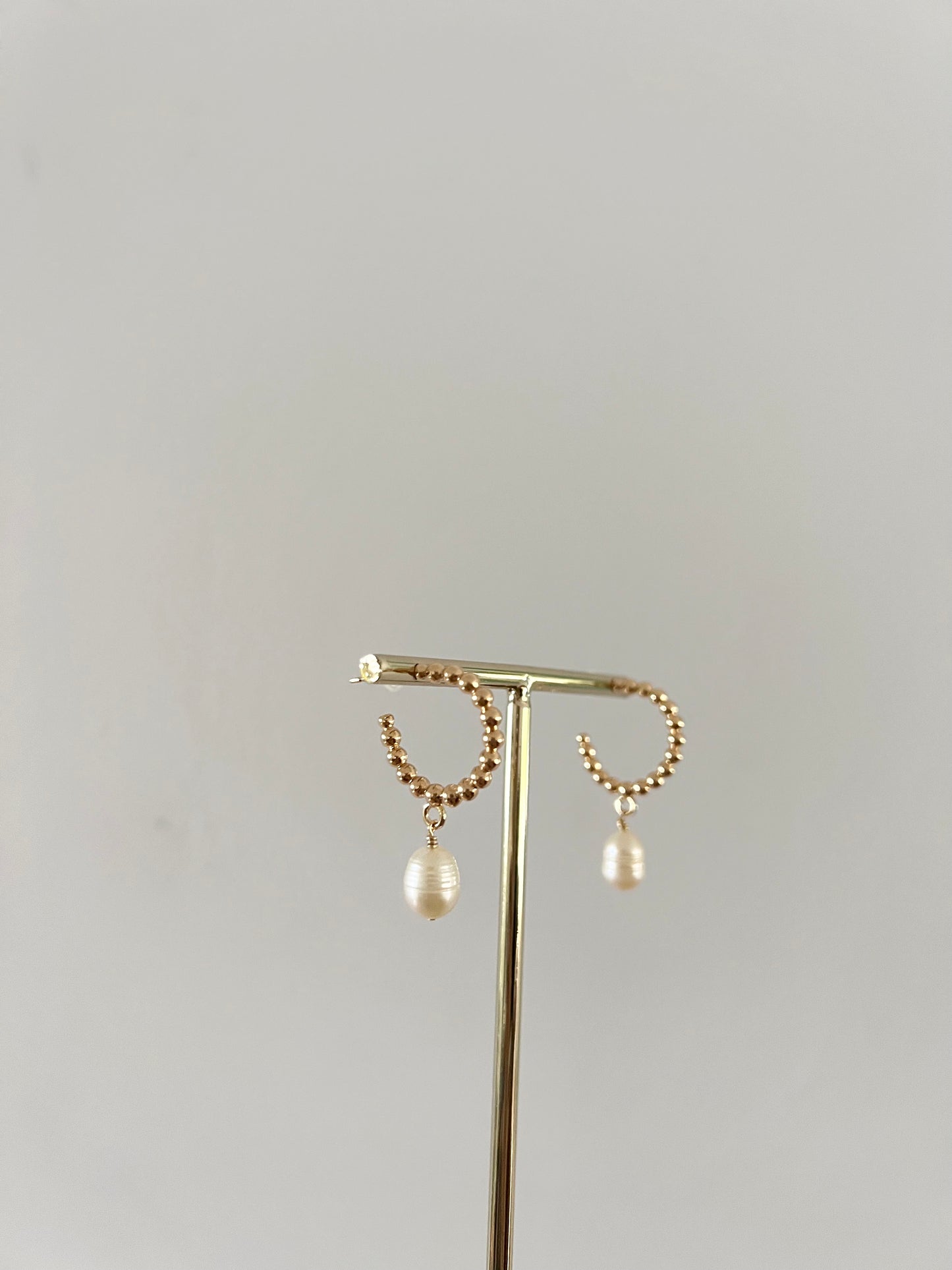 Pearl & Ball Hoop Earring