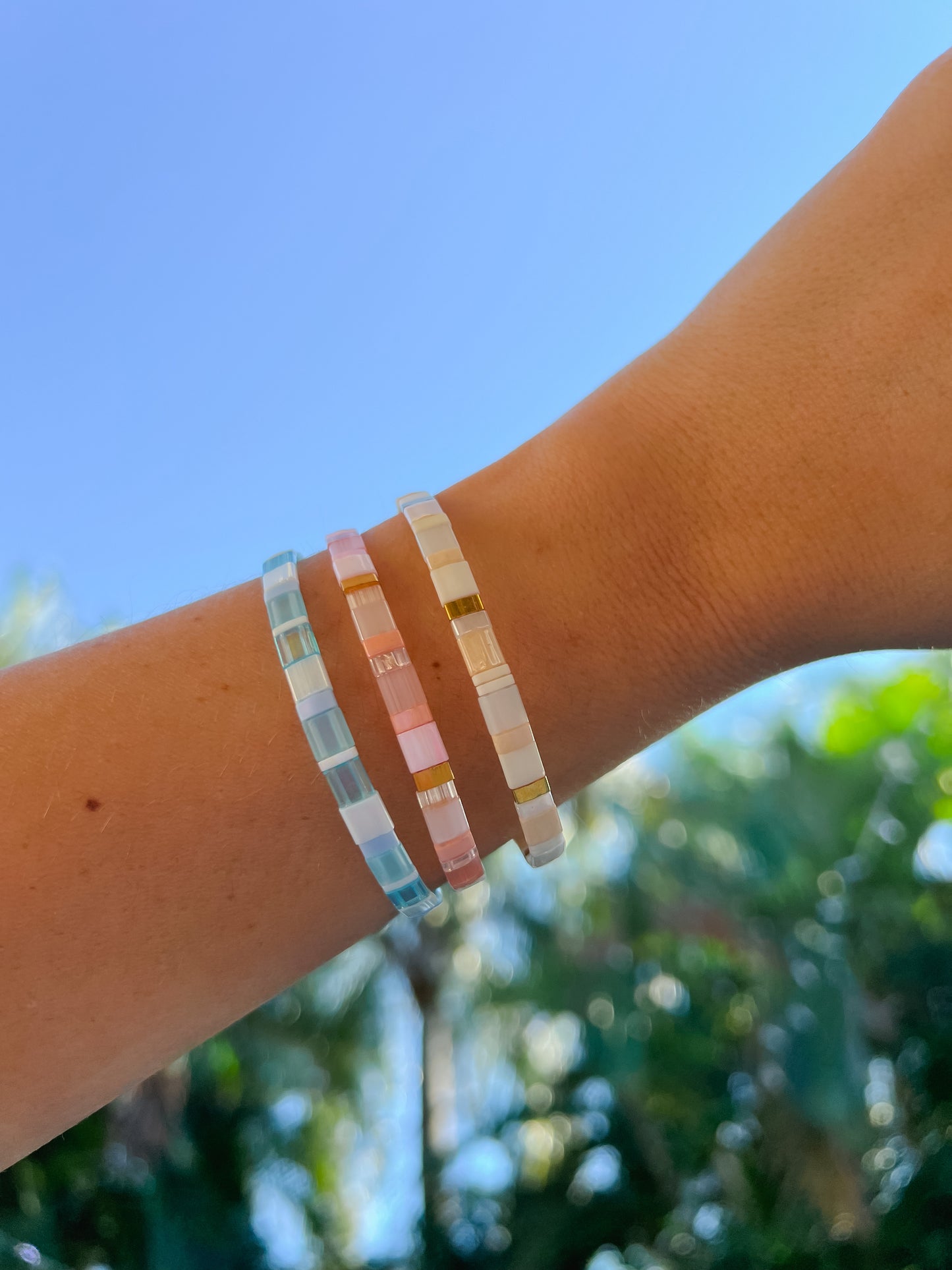 Neutrals & Gold Tile Bracelet