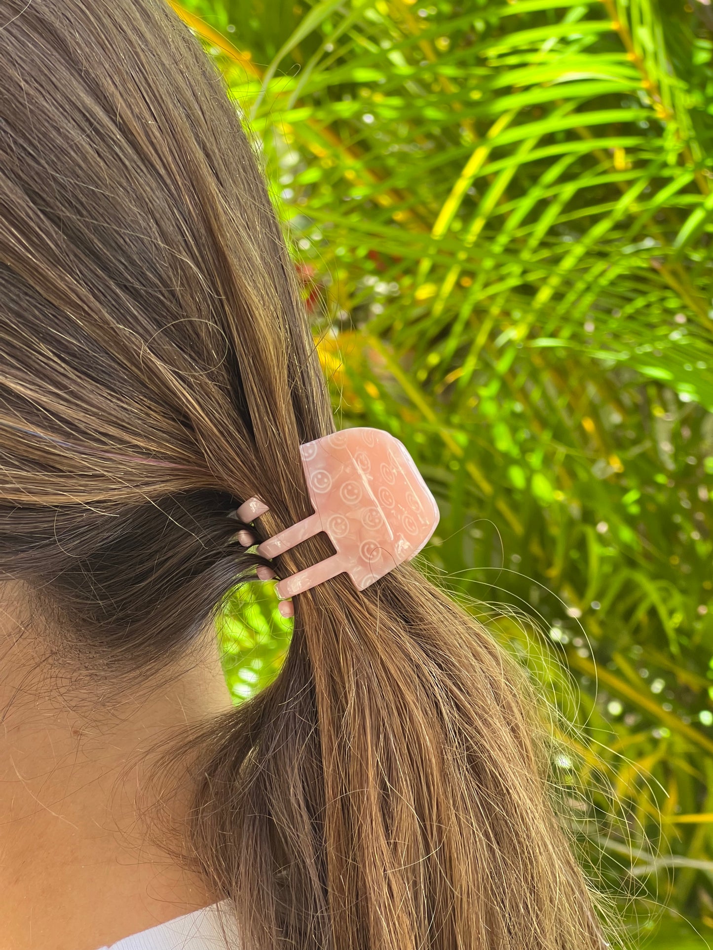 Pink Smiley Face Hair Claw Clip