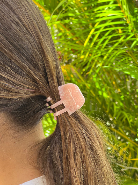 Pink Smiley Face Hair Claw Clip