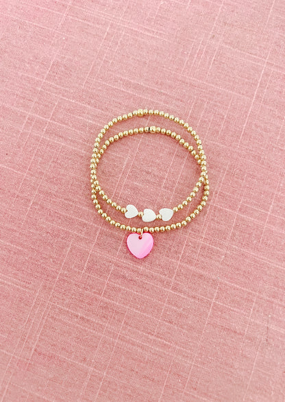 3 Vertical Hearts Gold Filled Bracelet
