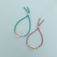 Pink or Teal Rope Cowrie Shell Bracelet