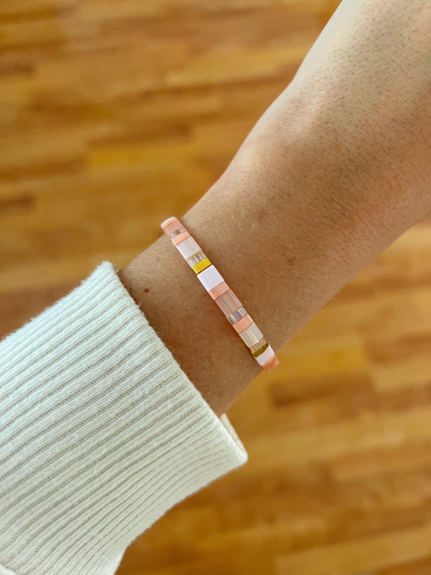 Pink & Gold Tile Bracelet