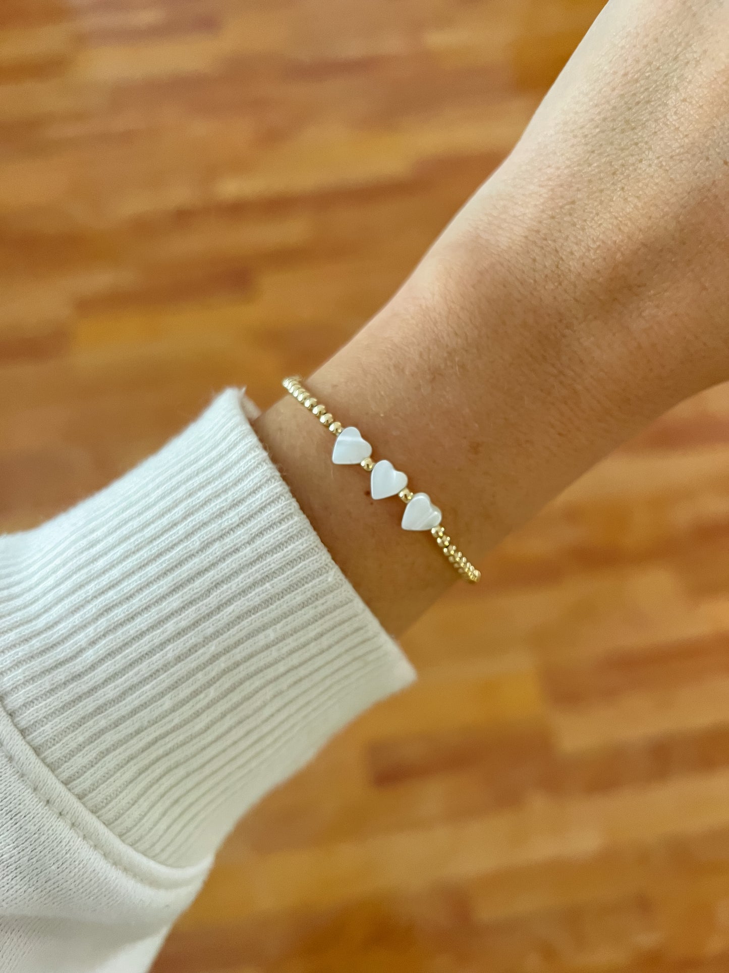 3 Horizontal Heart Shell Gold Filled Bracelet