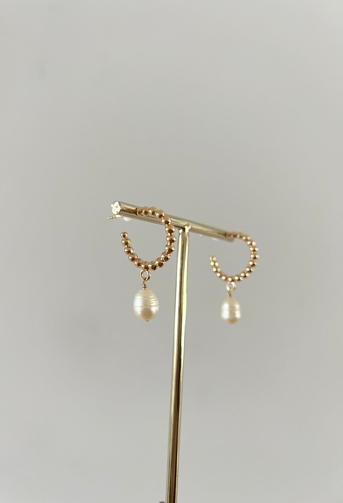 Pearl & Ball Hoop Earring