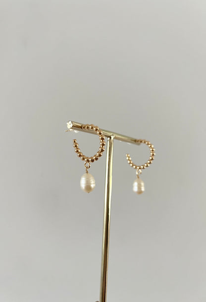 Pearl & Ball Hoop Earring
