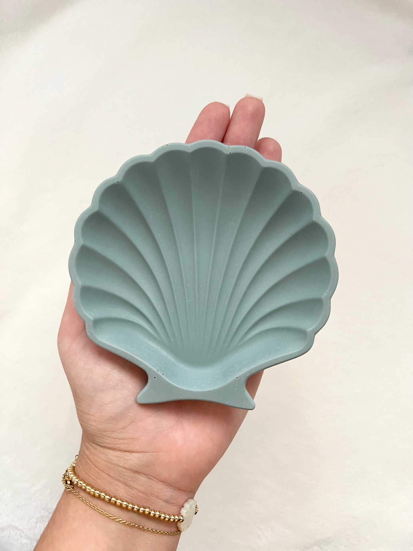 Light Grey Blue Seashell Trinket Dish