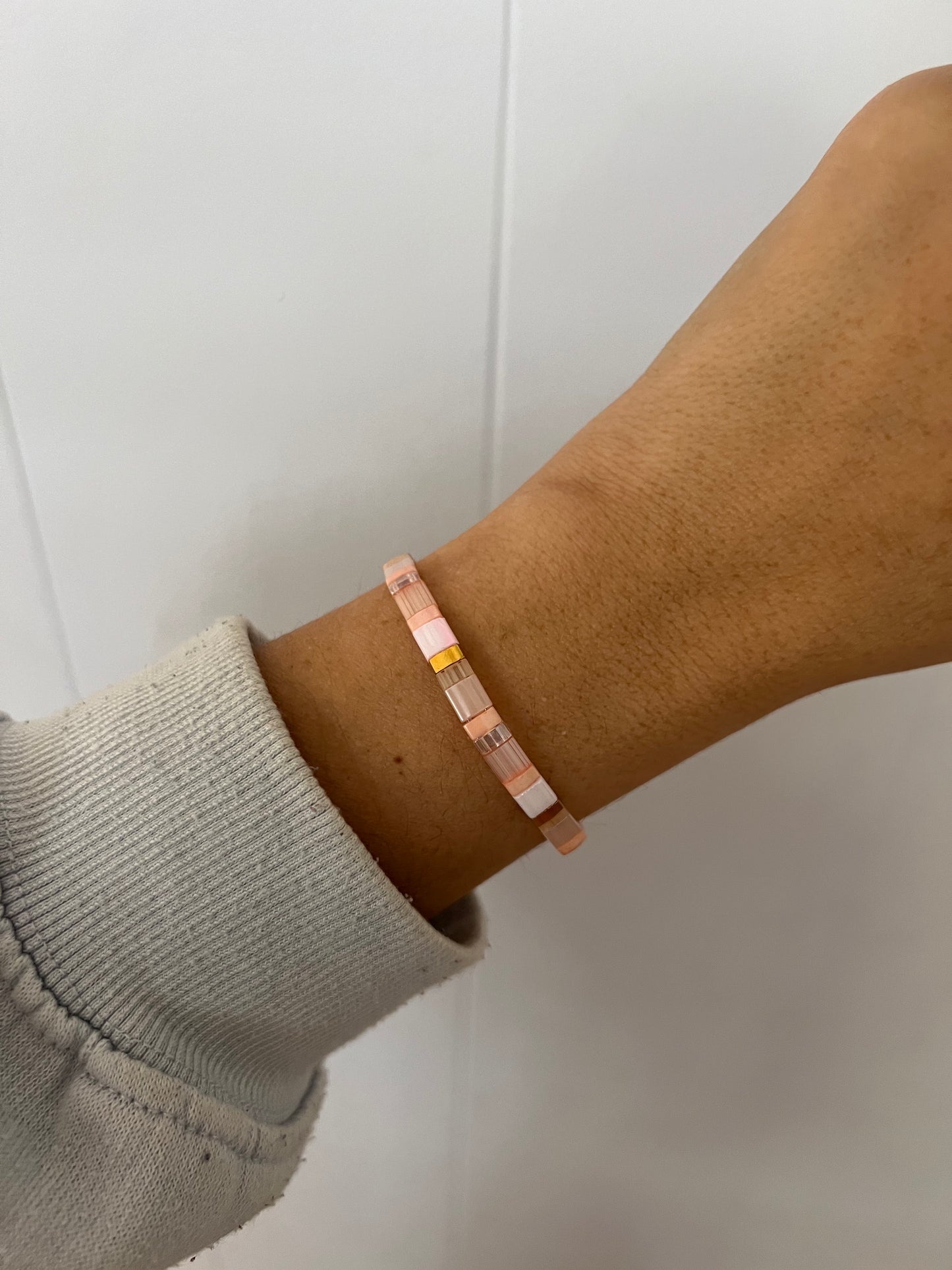 Pink & Gold Tile Bracelet