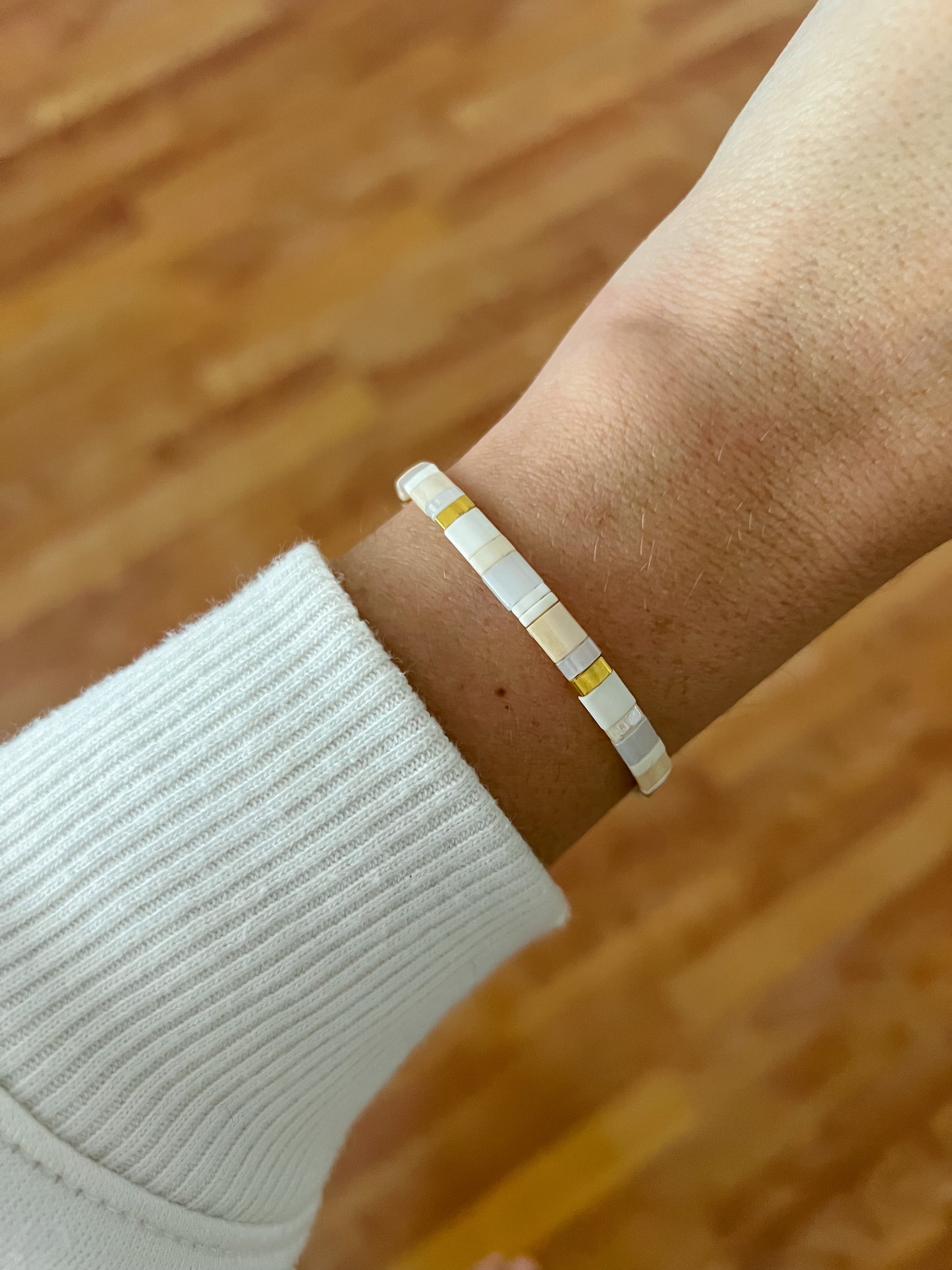 Neutrals & Gold Tile Bracelet