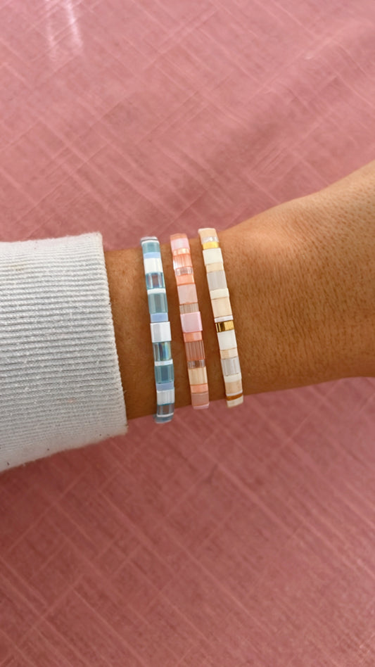 Neutrals & Gold Tile Bracelet