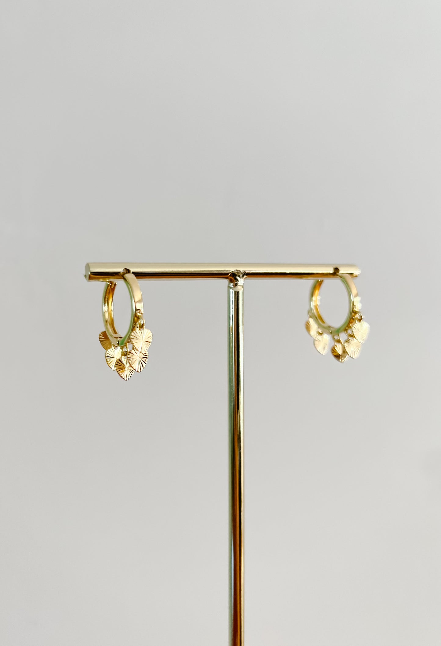 Gold Dangly Heart Earring Hoops