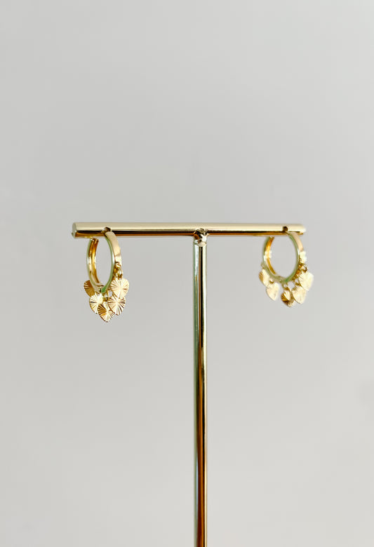 Gold Dangly Heart Earring Hoops