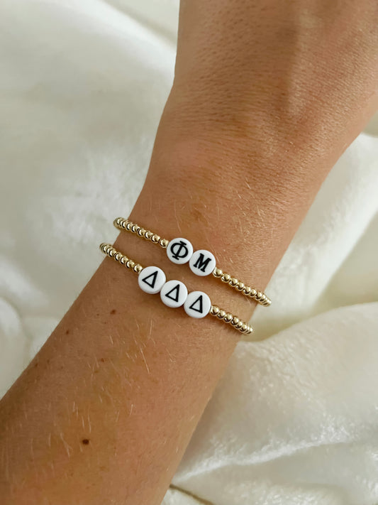 Sorority Greek Letter Gold Filled Bracelet