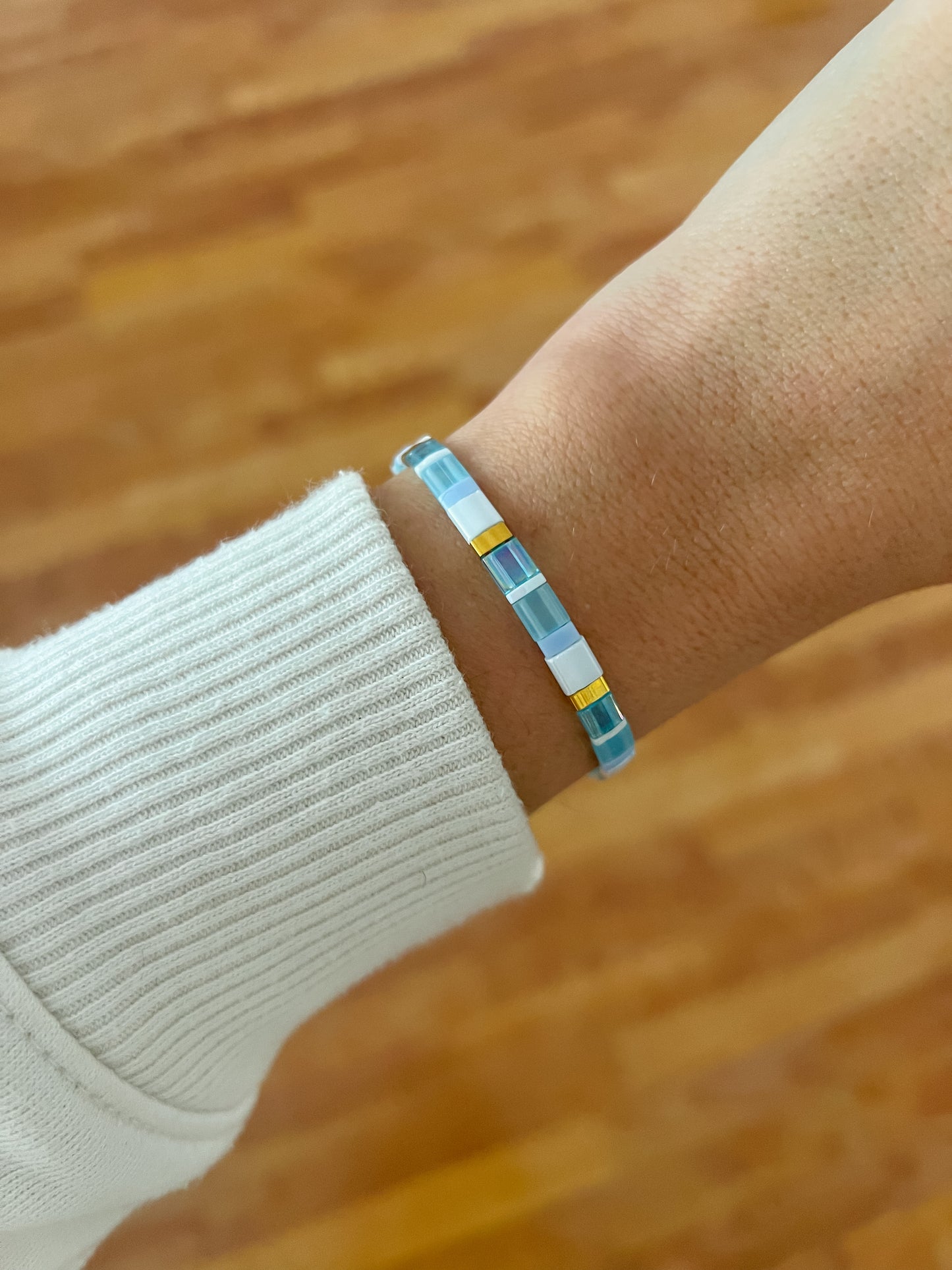 Blue and Gold Tile Bracelet