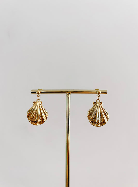 Big Gold Shell Post Earrings