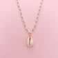 Cowrie Shell Vertical Beaded Chain Necklace