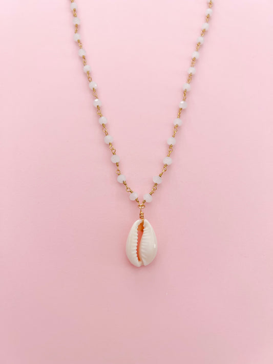 Cowrie Shell Vertical Beaded Chain Necklace