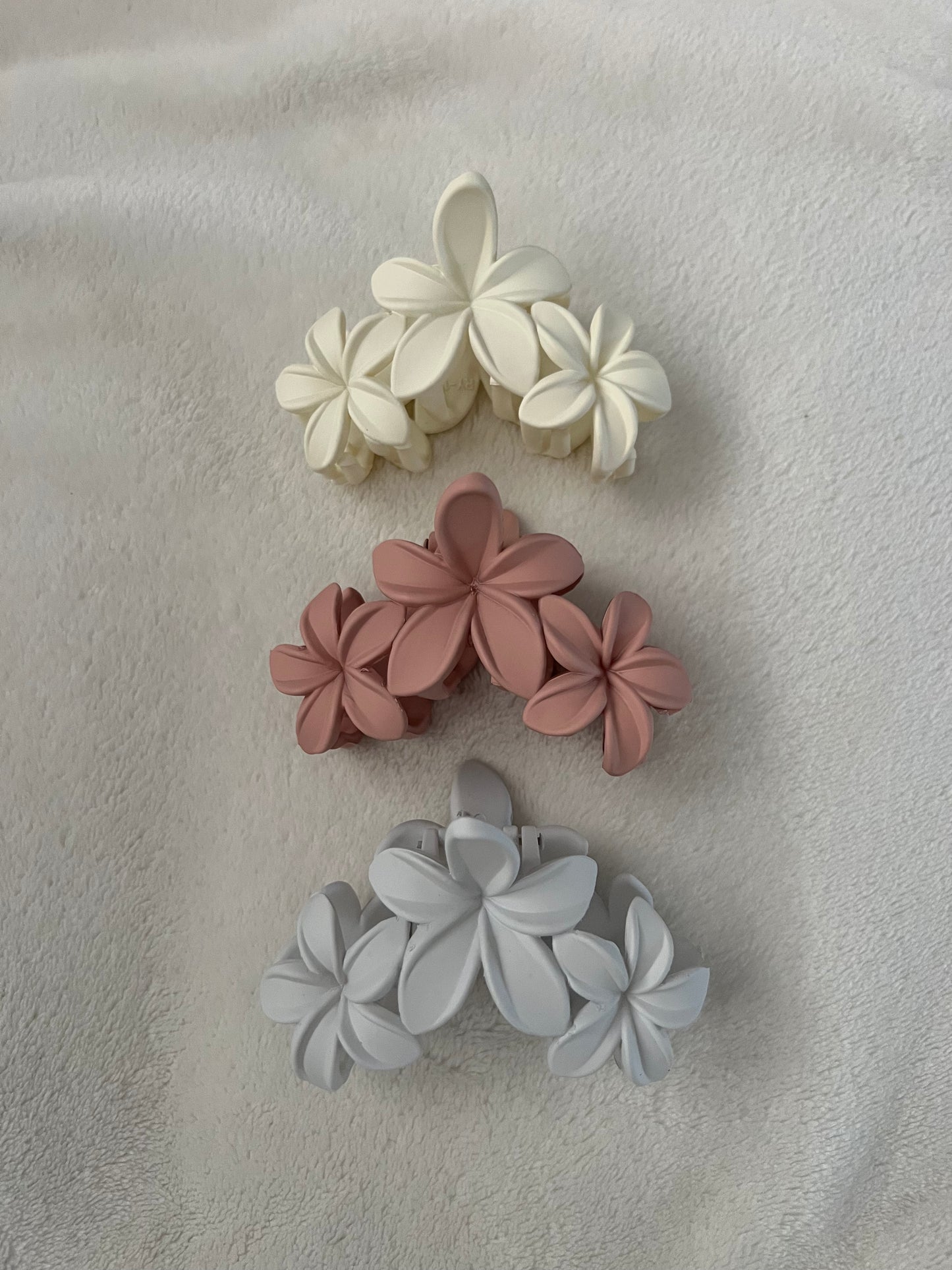 White, Pale Blue, or Light Pink Plumeria Hair Claw Clip