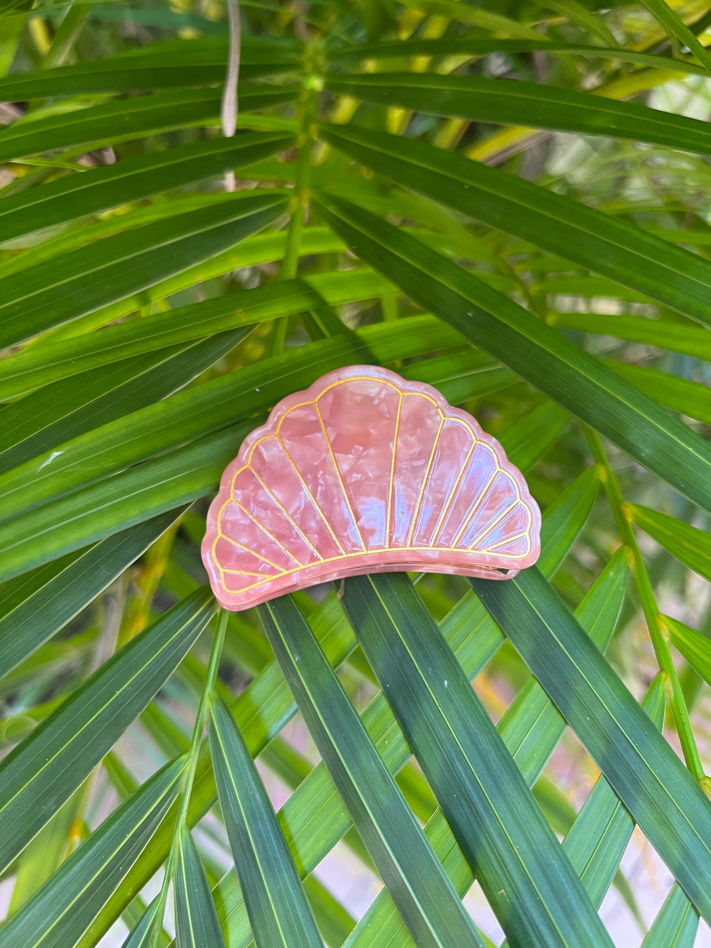 Coral Seashell Hair Claw Clip