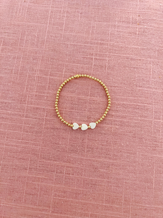 3 Vertical Hearts Gold Filled Bracelet